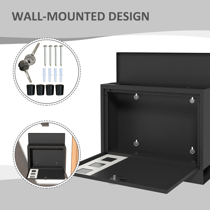 Weatherproof Wall Mounted Letterbox - Modern Mailbox with Viewing Windows and 2 Keys - Secure Postal Solution for Home and Office Use