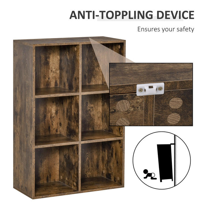 Cubic Cabinet Bookcase - Versatile Shelving Unit with Ample Storage, Rustic Brown Finish - Ideal for Home Office, Study, and Living Room Display