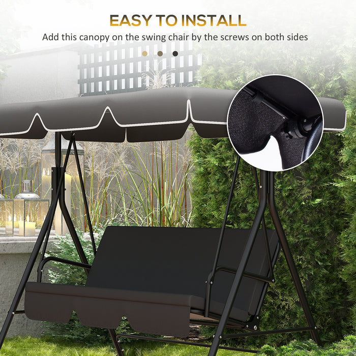 UV50+ Protective Canopy for 2-Seater Garden Swing - Weather-Resistant Sun Shade Cover Replacement, Black - Ideal for Outdoor Comfort and Relaxation