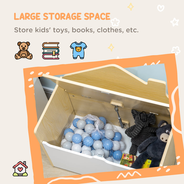 Kids Storage Bench with Safety Hinged Lid - White Multipurpose Seating Solution - Perfect for Toy Organization and Child's Room Decor