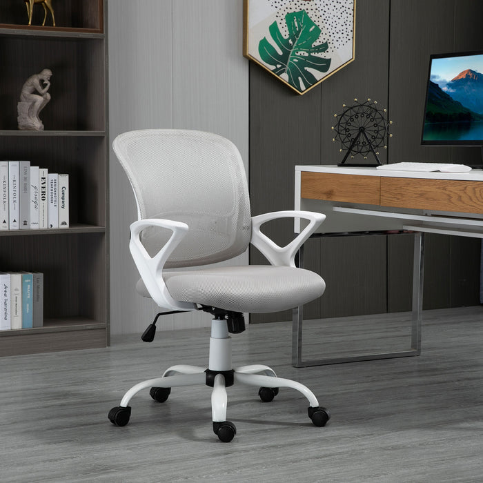 Ergonomic Office Mesh Chair - Swivel Desk Chair with Adjustable Armrests and Lumbar Back Support - Ideal for Home Office Comfort and Posture Improvement