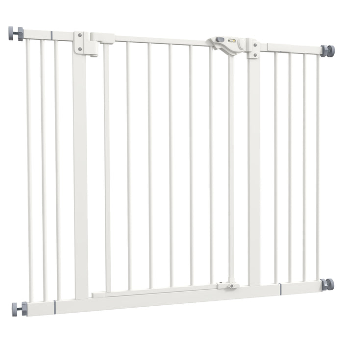 Extra Wide Metal Safety Dog Gate - Adjustable 74-100cm Pet Barrier in Black - Ideal for Keeping Pets Secure and House Trained