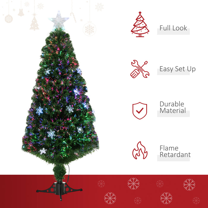 HOMCM 5FT Prelit Tree - Fiber Optic LED Artificial Christmas Tree with Foldable Feet - Festive Holiday Home Xmas Decor for Families