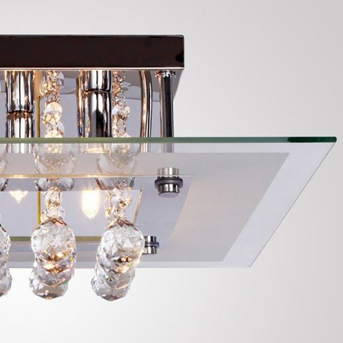 Crystal Chandelier Pendant Light - Modern Fabric Ceiling Mount Illumination, 40L x 40W x 16H cm - Stylish Home Décor & Ambient Lighting