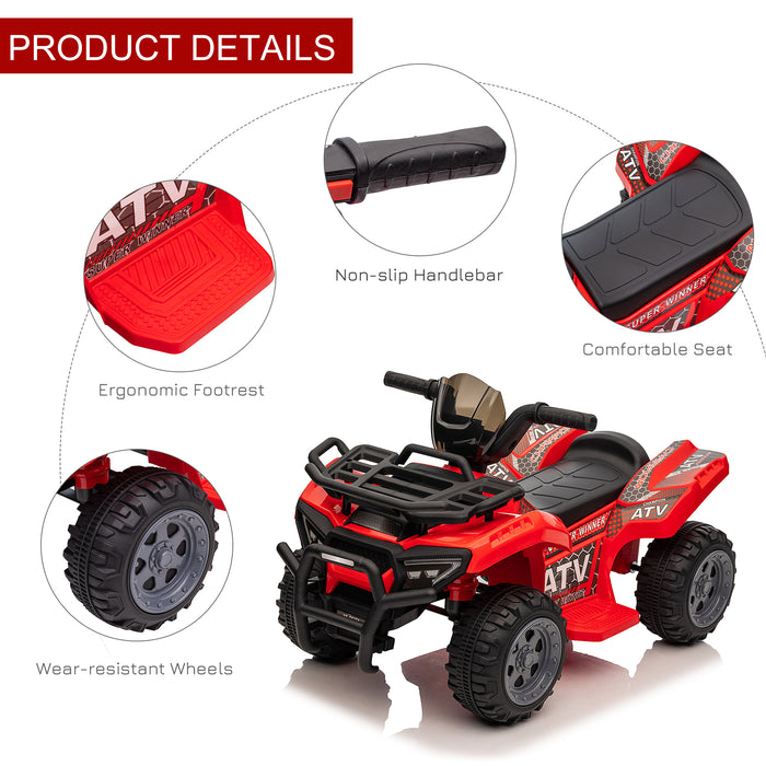Kids ATV Ride-On Motorcycle - 6V Battery Powered Four Wheeler with Real Working Headlights - Perfect for Toddlers 18-36 Months, Red