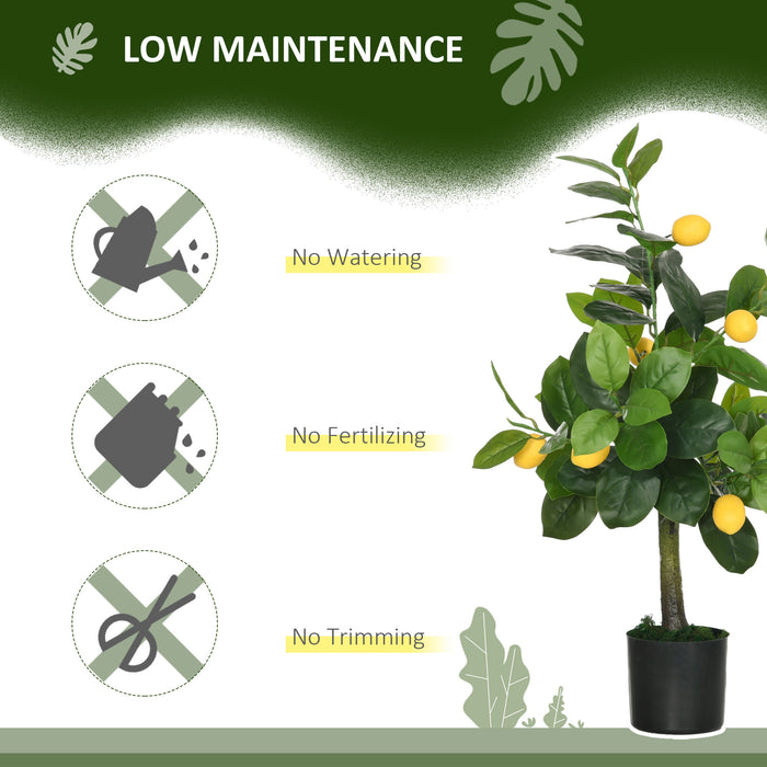 Artificial Lemon & Orange Tree Set with Potted Base - Lifelike Indoor/Outdoor Decorative Plants, 60cm Height - Refreshing Accent for Home & Office Spaces