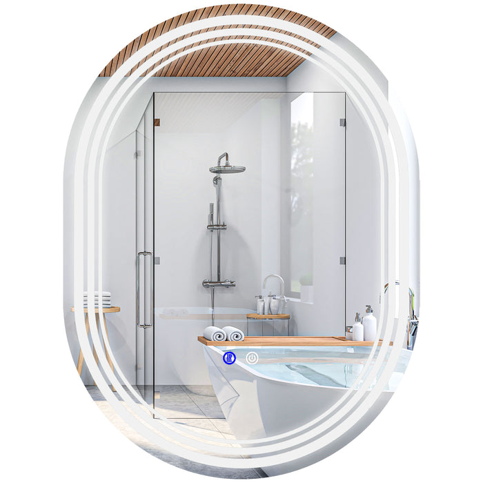LED Illuminated Bathroom Mirror - 700x500mm Anti-Fog Makeup Mirror with Touch Switch - Suitable for Vertical or Horizontal Mounting