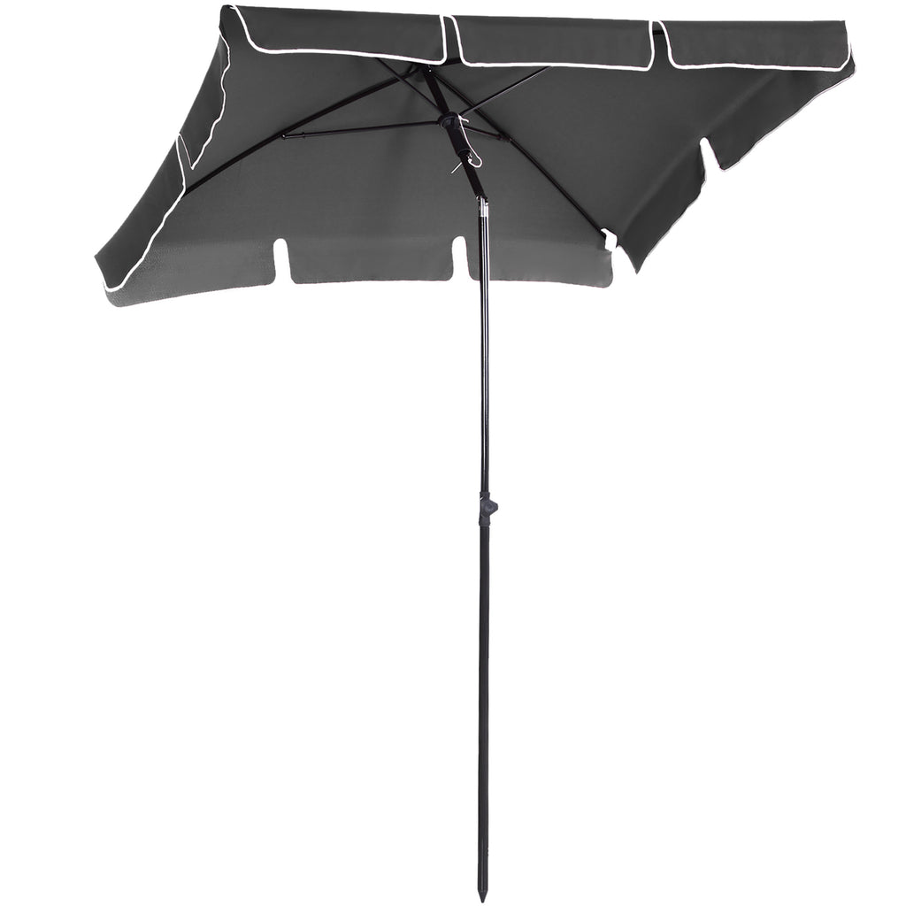 Rectangular Aluminum Sun Parasol - 2M x 1.25M Patio Garden Umbrella with Tilt Function - Ideal Sunshade for Outdoor Relaxation