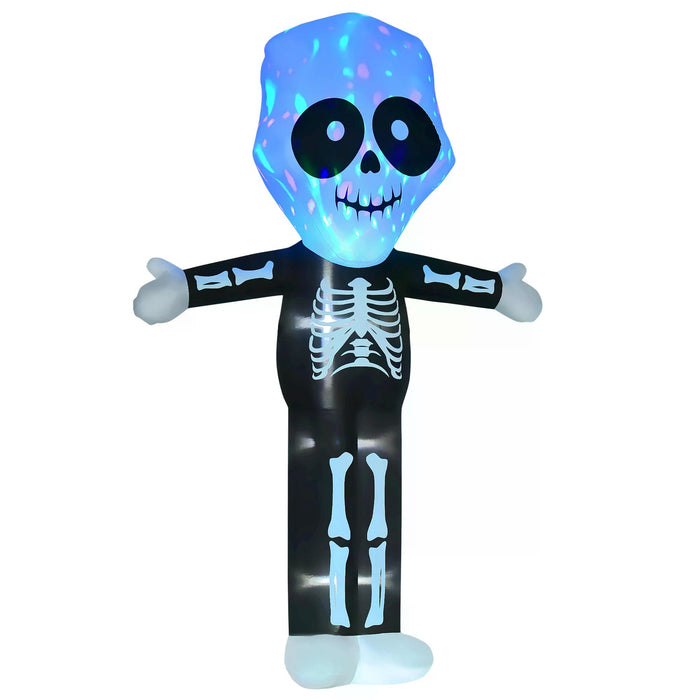 3m Tall Halloween Inflatable Skeleton Ghost - LED Lighted Yard Decor for Nighttime Display - Quick Next Day Delivery for Immediate Festive Setup
