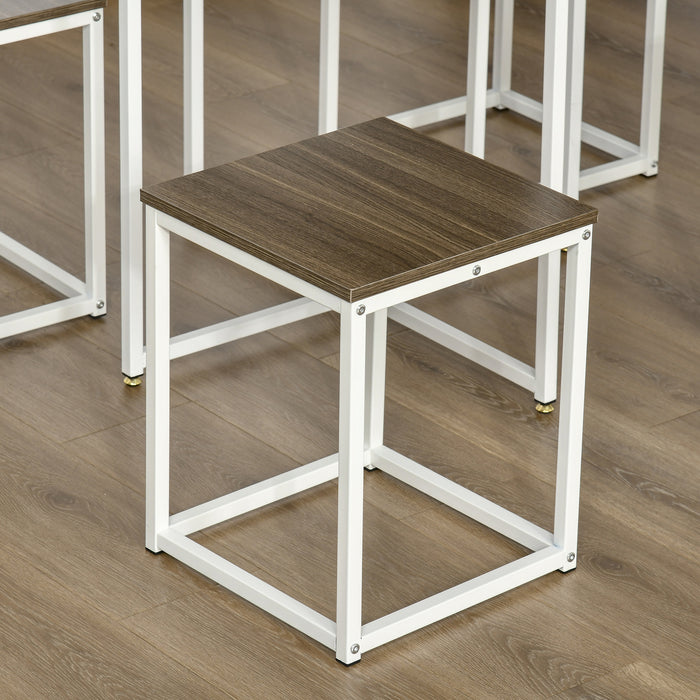 5-Piece Dining Set with Metal Frame - Square Walnut Kitchen Table & 4 Chairs - Ideal for Dining Room Comfort and Style