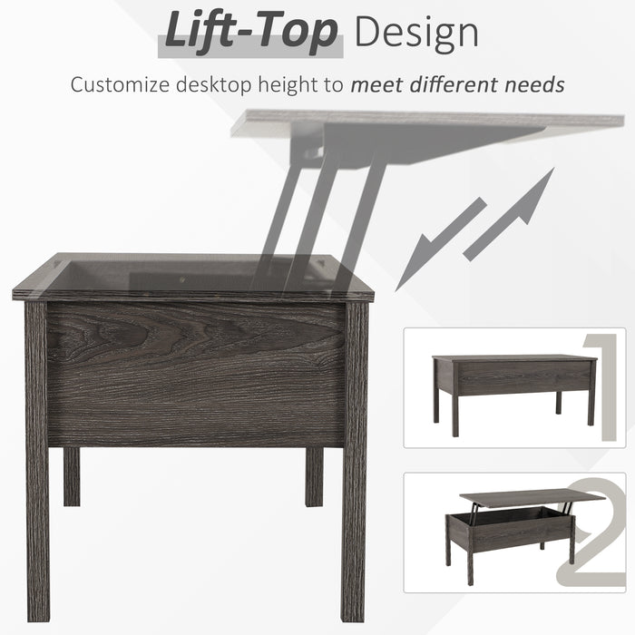 Modern Lift Top Coffee Table - Convertible Desk with Storage Compartment and Retractable Floating Design - Versatile Furniture for Home Office and Living Room Use