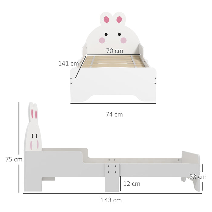 Rabbit-Themed Toddler Bed Frame - Adorable White Bunny Design with Sturdy Construction - Perfect Transitional Sleeping Solution for Young Children
