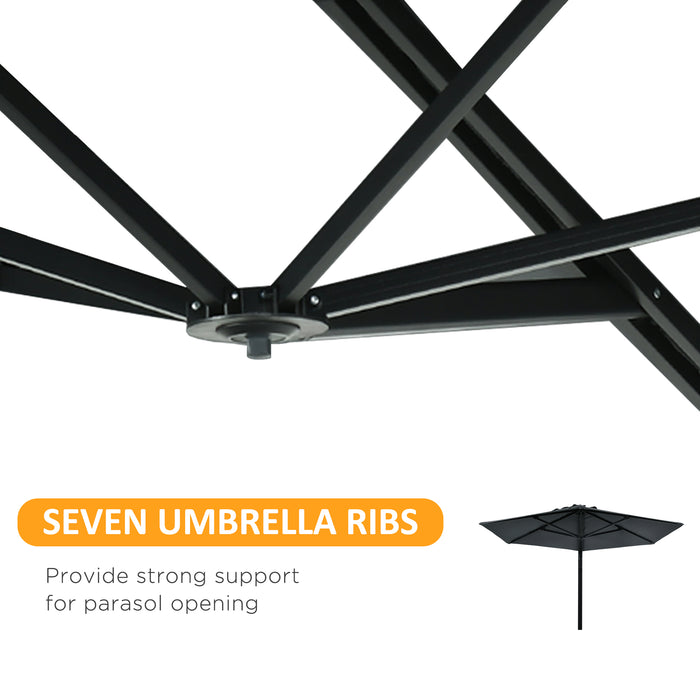 Wall Mounted Parasol with Rotatable Canopy - Easy Push, 180° Adjustable Outdoor Umbrella for Patio - Ideal for Porch, Deck, and Garden Shade, 250cm, Dark Grey