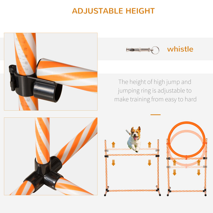 Dog Agility Exercise Kit - Adjustable Height Jump Ring & Hurdle Bar, Square Pause Box - Includes Carry Bag for Easy Transport, Ideal for Obedience Training & Play