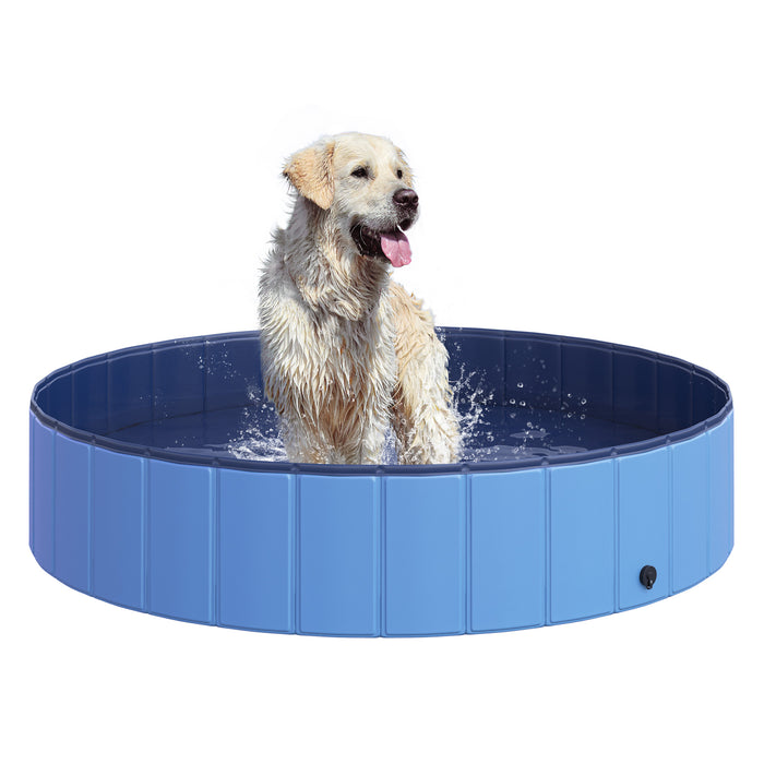 Extra Large Pet Swimming Pool, 140 cm Diameter x 30 cm Height - Durable Foldable Dog Pool in Blue - Ideal for Dogs and Pets to Swim and Cool Off
