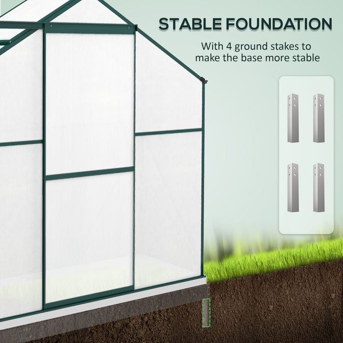 Polycarbonate Walk-In Greenhouse 6x2.5ft - UV-Protected Panels, Rain Gutter, Sliding Door, Ventilation Window, Sturdy Foundation - Ideal for Garden Enthusiasts & Green Thumbs