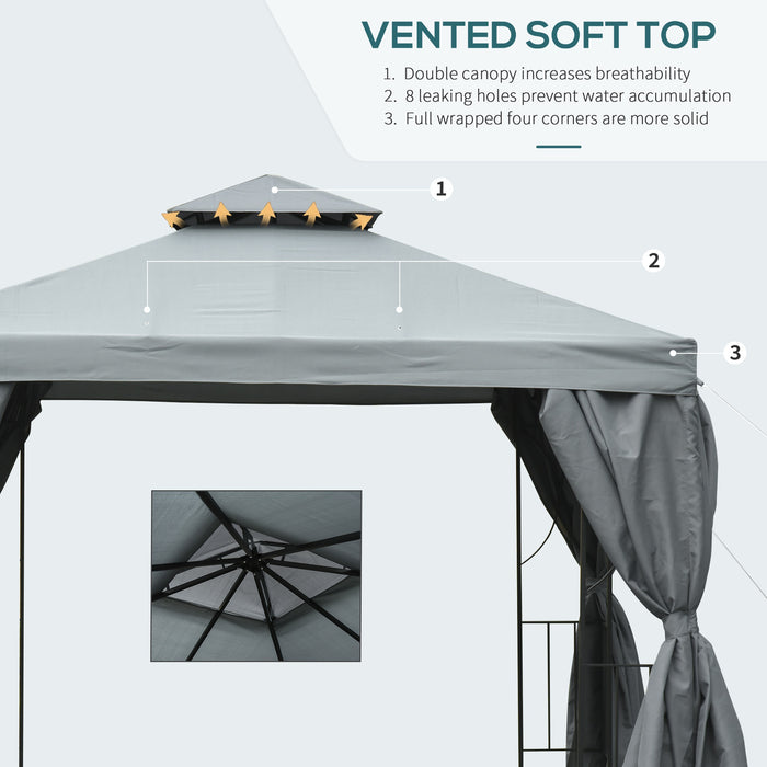 3 x 3 m Garden Metal Gazebo - Patio Wedding Party Marquee with Canopy, Shelter, and Sidewalls in Dark Grey - Ideal for Outdoor Celebrations and Gatherings
