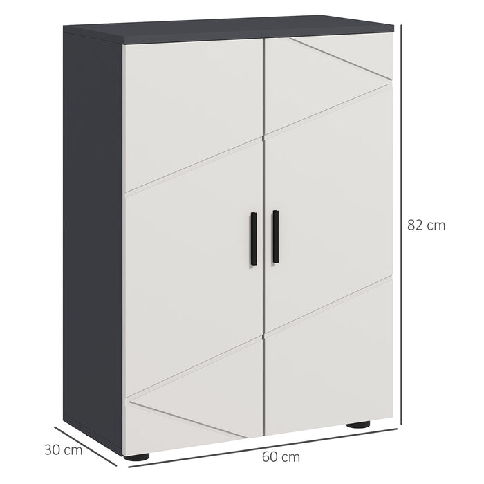Small Bathroom Storage Cabinet - Dual-Door Cupboard with 2 Adjustable Shelves & Soft Close Feature, Grey - Space-Saving Organizer for Toiletries and Linens