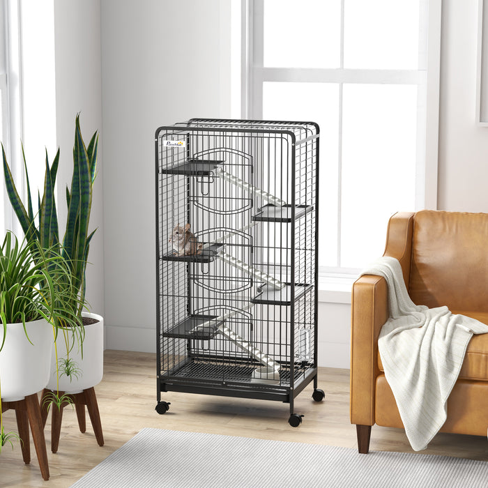 Five-Tier 131cm Pet Habitat - Spacious Removable Cage for Small Animals - Ideal Home for Hamsters, Birds, and Other Petite Creatures