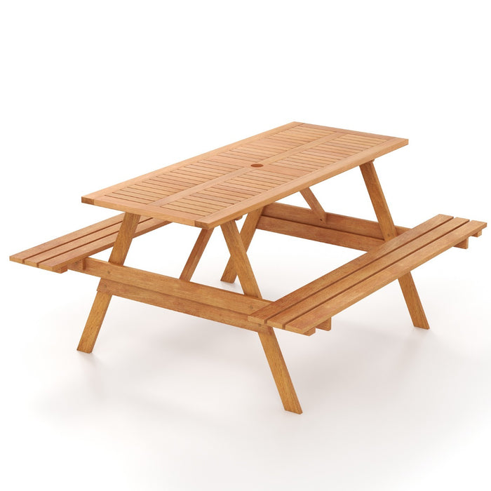 Patio Rectangle - Outdoor Picnic Table with 2 Attached Benches Suitable for Backyard, Garden, Deck - Perfect Solution for Outdoor Family Gatherings
