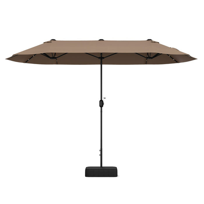 Outdoor Sunshade Solutions - 400cm Double-Sided Beige Patio Umbrella with Solar Lights - Perfect for Outdoor Garden, Patio, and Deck Spaces