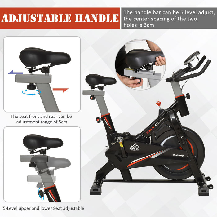 Steel Stationary Bike - 5-Level Adjustable Resistance Cycling Trainer with LCD Display - Ideal for Home Cardio Workouts and Fitness Enthusiasts