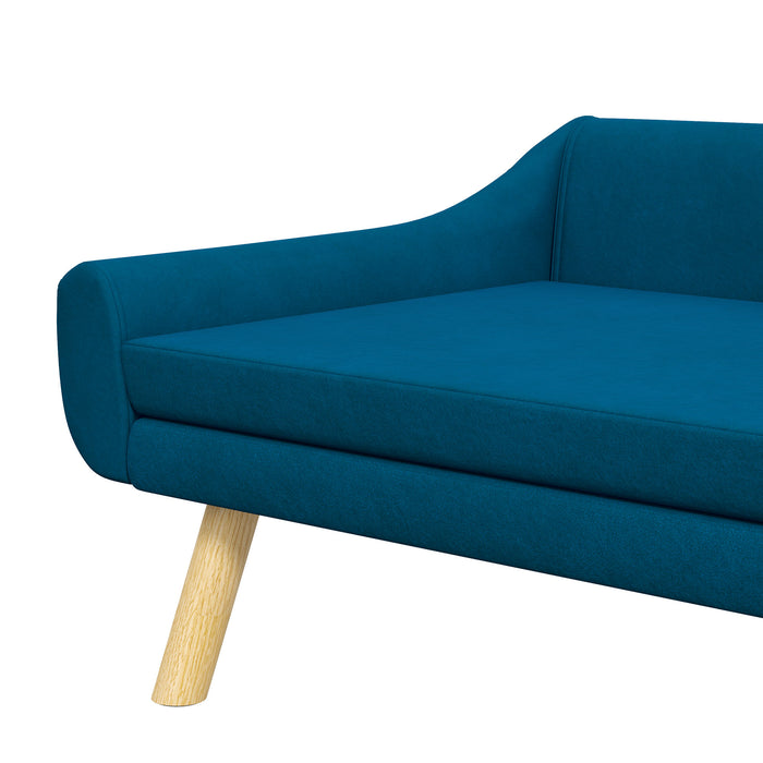 Pet Sofa Bed with Soft Cushion - Durable Dog Couch with Wooden Frame and Removable Cover, Blue - Ideal for Medium to Large Dog Comfort and Relaxation