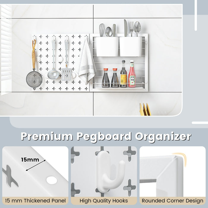 Pegboard Combination Wall Organizer Kit - Dual Panel Design with Storage Rack Feature - Ideal for Home Storage & Organization Solutions
