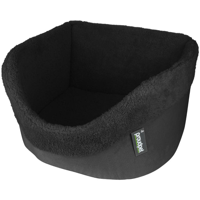Dog Car Booster Seat in Soft Black Fleece - Elevated Pet Bed for Travel - Comfort & Safety for Small Dogs on Road Trips