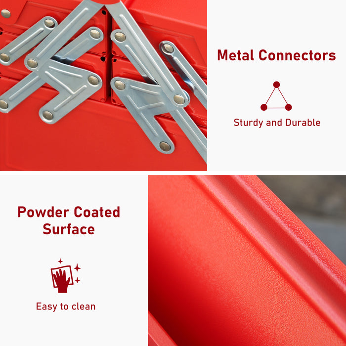 3-Tier 5-Tray Metal Toolbox - Professional Portable Storage Cabinet with Cantilever Design - Workshop Organizer with Carry Handle for Easy Transportation