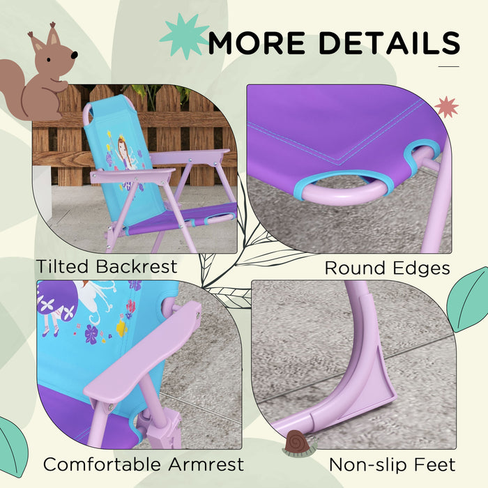 Kids Fairy-Themed Picnic Table Set - Foldable Chairs & Adjustable Parasol for Outdoor Use - Perfect Garden Furniture for Children's Parties and Playdates