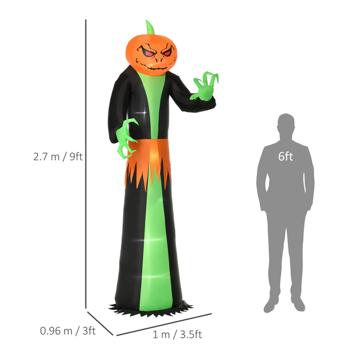 9FT Inflatable Halloween Pumpkin Ghost with LED - Outdoor Lighted Blow Up Decoration - Quick Next Day Delivery for Festive Yard Display