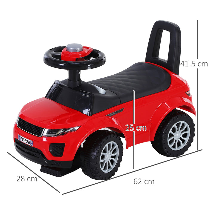3-in-1 Ride-On Car for Toddlers - Foot-to-Floor Slider with Steering Wheel, Horn, and Under Seat Storage - Manual, Safe Design for Kids, Red