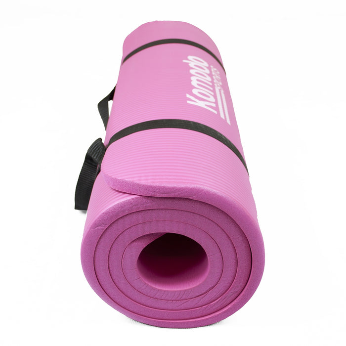 Extra Thick 15mm Yoga Exercise Mat - Non-Slip Comfort Padding, Pink - Ideal for Pilates, Stretching & Home Workouts