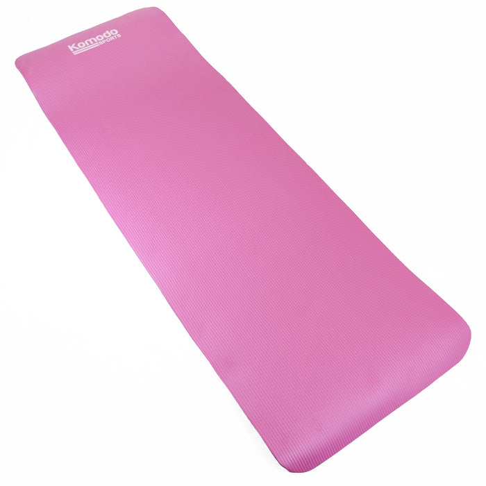 Extra Thick 15mm Yoga Exercise Mat - Non-Slip Comfort Padding, Pink - Ideal for Pilates, Stretching & Home Workouts