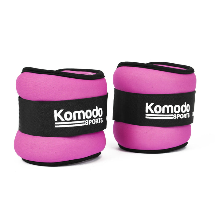 Pink Neoprene Ankle Weights, 2 kg Pair - Adjustable Training Wrist/Ankle Weights - Ideal for Fitness, Walking, Jogging