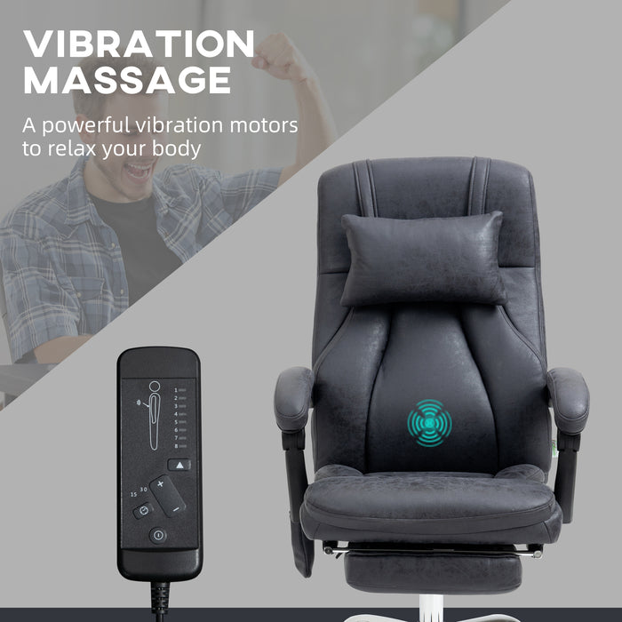 High Back Vibrating Massage Chair with Headrest - Ergonomic Reclining Computer Chair with Footrest and Swivel Wheels - Comfort for Home Office Use with Remote Control