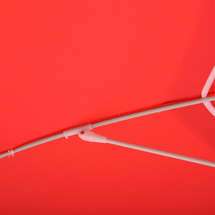 Arced Beach Umbrella 1.9m with 3-Angle Canopy - Aluminium Frame, Pointed Spike, Carry Bag - Outdoor Sun Shelter for Patio and Beach Safety, Red Color