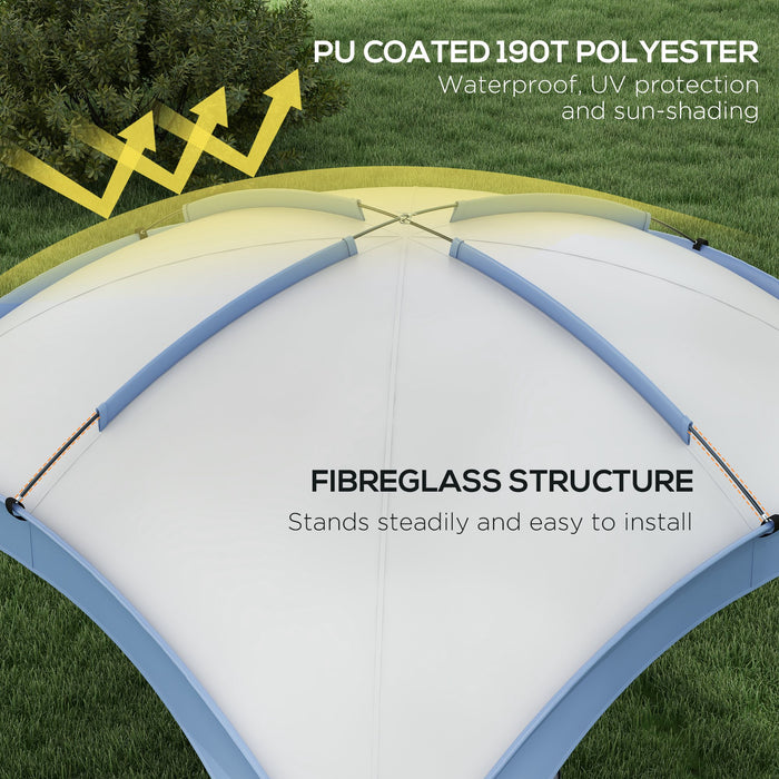 Outdoor Camping Gazebo 3.5 x 3.5M - Dome Tent Event Shelter, Garden Patio Sun Shade in Light Blue - Ideal for Campers and Garden Gatherings