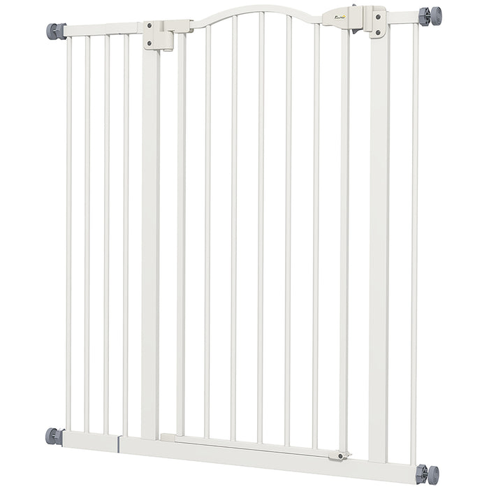 Metal Pet Safety Barrier - Foldable Dog Gate Fence in White - Ideal for Keeping Pets Secure and Restricted Areas Controlled
