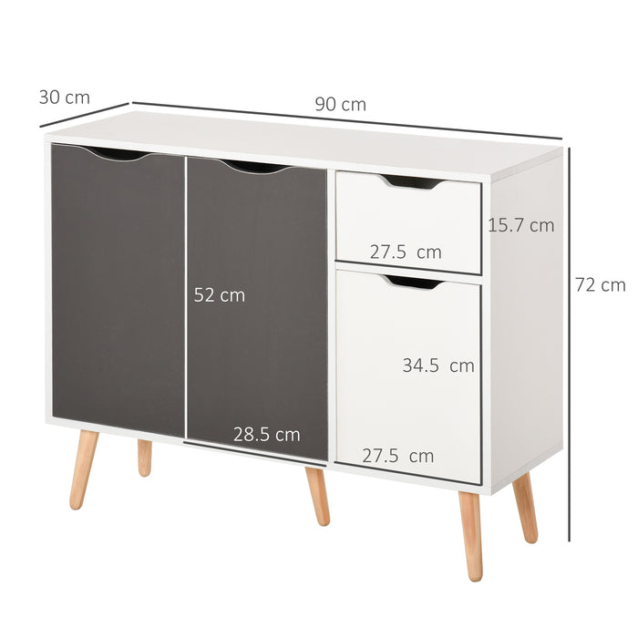 Floor Standing Sideboard Storage Cabinet with Drawer - Bedroom, Living Room, Home Office Organizer in Grey - Space-Saving Solution for Clutter-Free Interiors