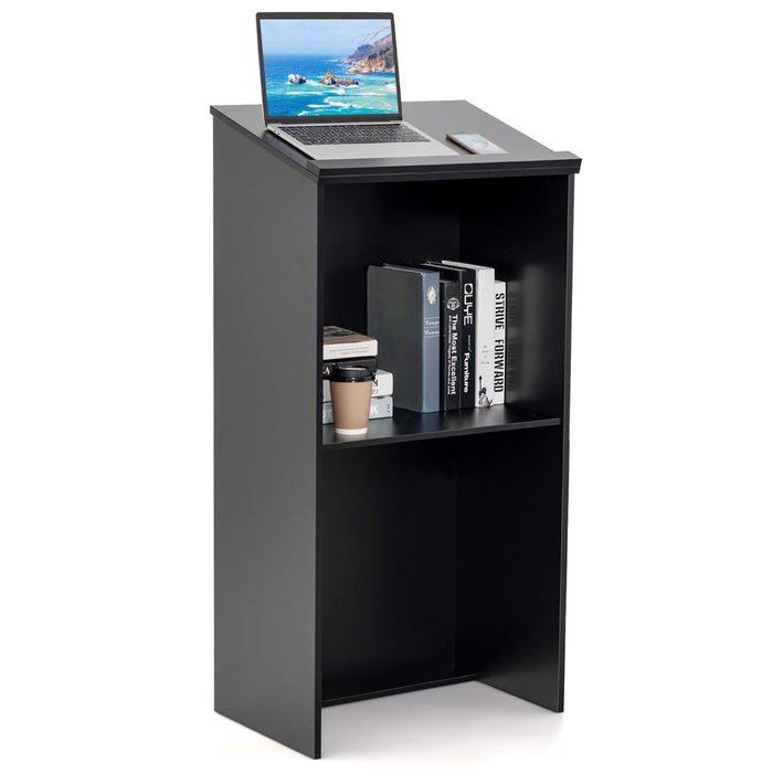 Hostess Podium Stand - Speakers' Podium with Storage Shelf - Ideal for Event Hosts and Speakers
