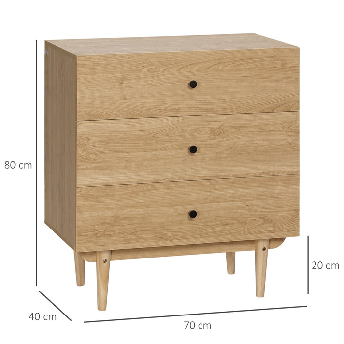 3-Drawer Wooden Chest - Elegant Storage Cabinet Unit with Sturdy Legs for Home Use - Ideal for Bedroom and Living Room Organization