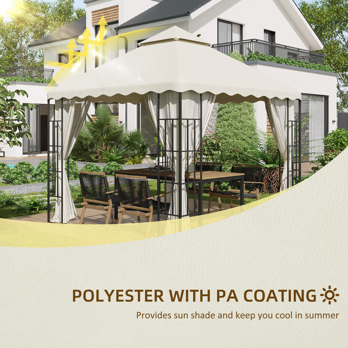 3x3m Gazebo Canopy Replacement - Cream White, 2-Tier Roof Top Cover - Ideal for Outdoor Patio Shelter Refurbishment