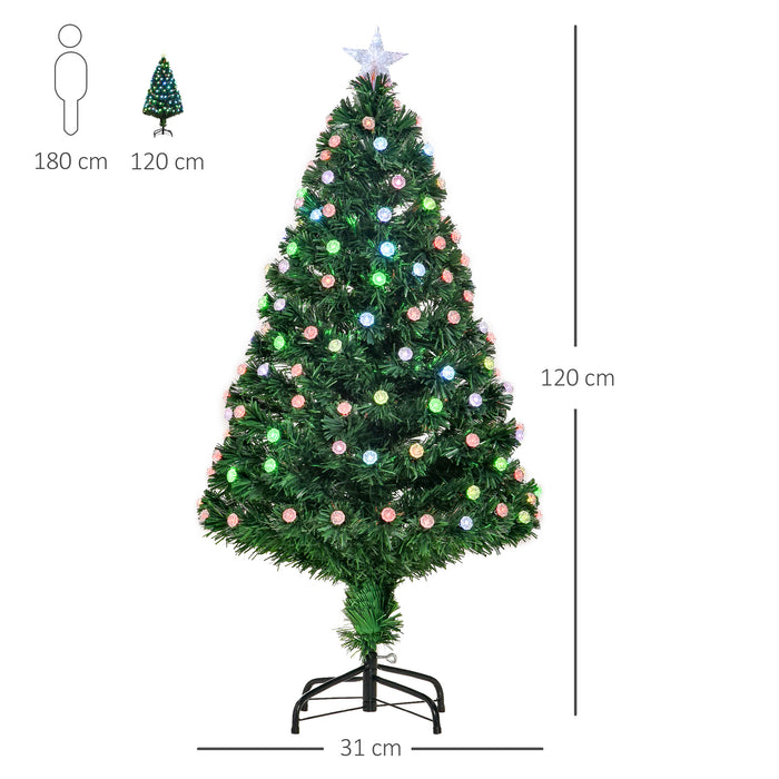 Pre-Lit 4FT Artificial Christmas Tree with Fiber Optic and LED Lights - Festive Holiday Home Decor in Lush Green - Ideal for Cozy Xmas Celebrations
