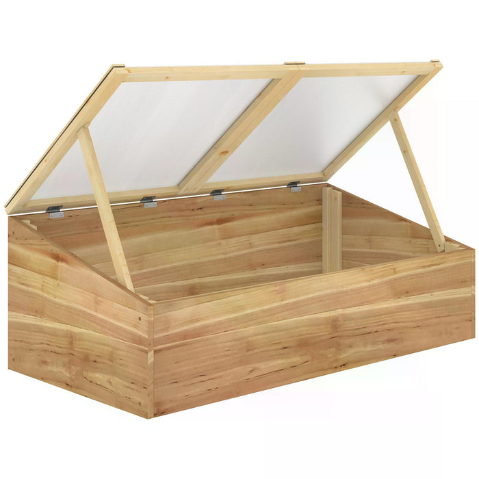 Natural Wooden Cold Frame - Polycarbonate Panel Grow House for Garden Enthusiasts - Protects Flowers, Vegetables & Plants Against Harsh Weather