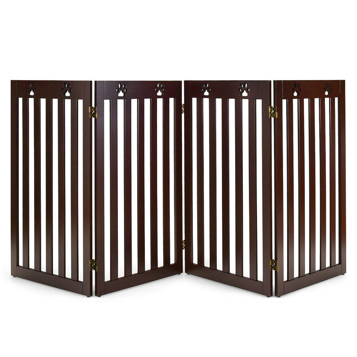 Foldable Dog Fence - 89cm Height, 360 Degree Swivel Hinges, Brown Finish - Ideal Barrier for Pet Safety and Security