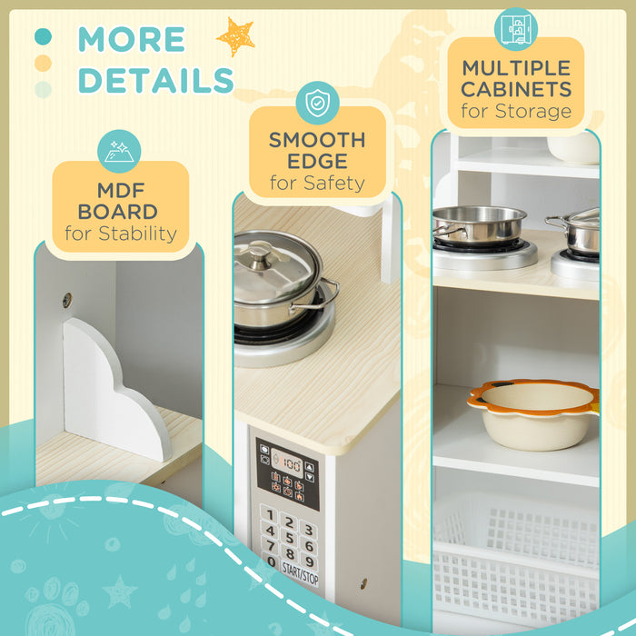Educational Kids Cooking Playset - Wooden Toy Kitchen with Role-Playing Accessories and Storage - Creative Fun for Young Chefs and Imaginative Play
