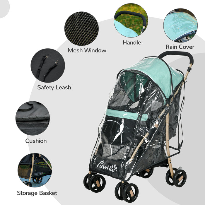 Oxfoad Compact Pet Stroller - Weatherproof Design for Small & Miniature Dogs, Includes Rain Cover - Ideal for Outdoor Strolls with Your Furry Friend