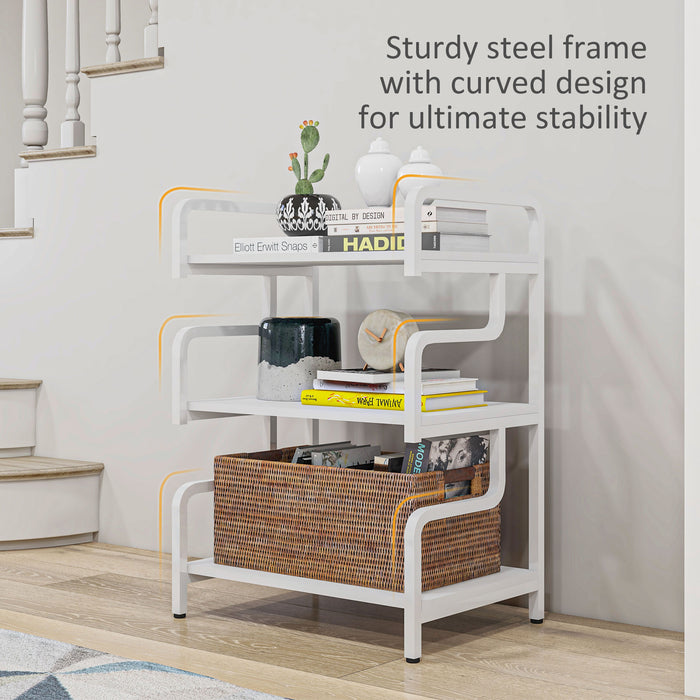 3-Tier Metal Shelving Unit - Industrial Printer Table & Storage Display Rack for Home Office and Living Room - Versatile Organization Solution in White